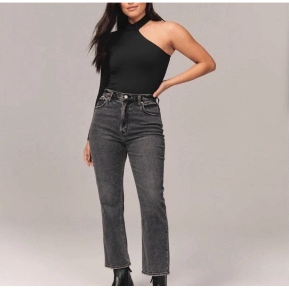 Abercrombie &‎ Fitch Ankle Straight Ultra High Rise Gray Black Jeans Women 27/4R
